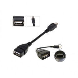 Cable Otg Mini Usb (5 Pines) A Usb Hembra Para Dispositivos Con Puerto Mini Usb - Negro